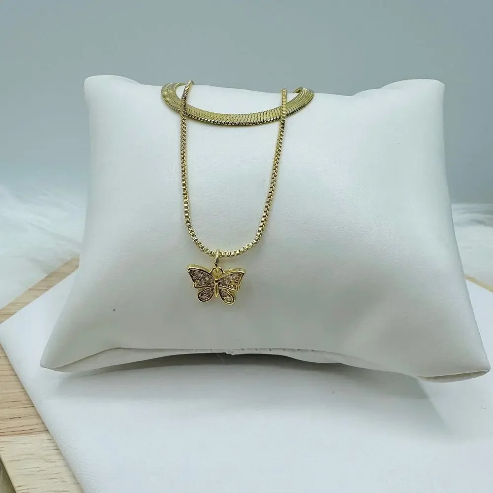 Butterfly Layered Necklace in Gold
